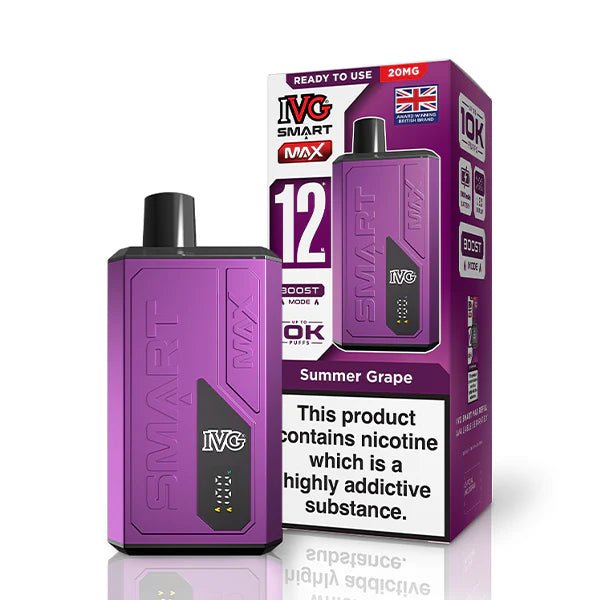 IVG Smart Max vape kit summer grape device and packaging on a white background - uk vape sales