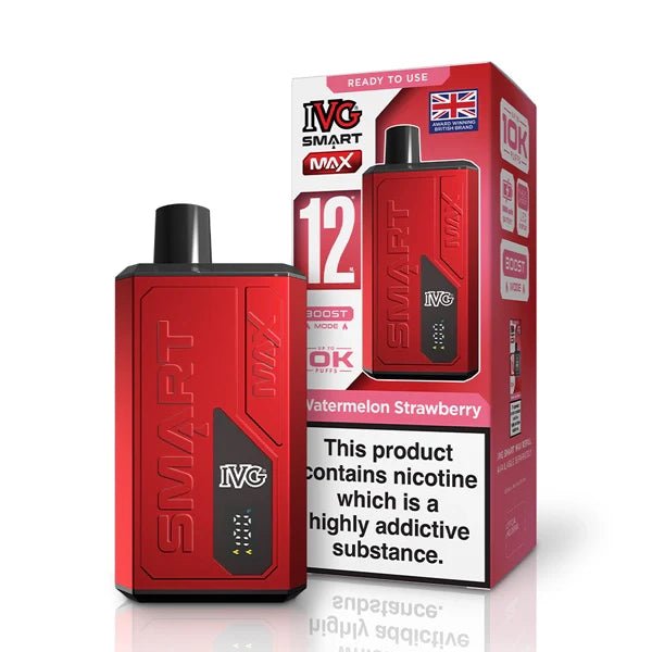 IVG Smart Max vape kit watermelon strawberry device and packaging on a white background - uk vape sales