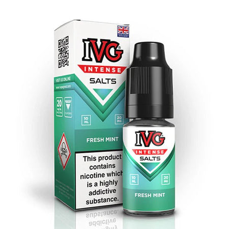 IVG Intense Nic Salts fresh mint 10ml nic salt bottle with packaging on white background - uk vape sale