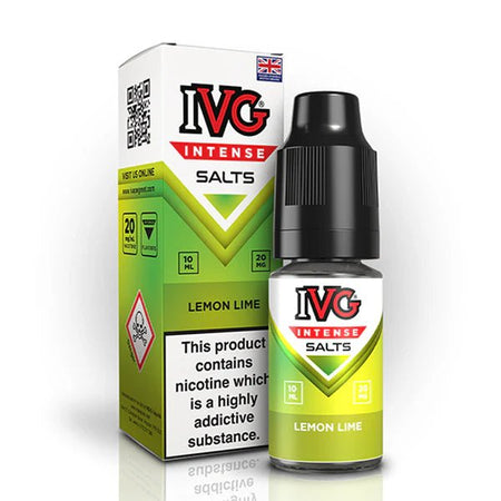 IVG Intense Nic Salts lemon lime 10ml nic salt bottle with packaging on white background - uk vape sale
