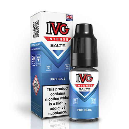 IVG Intense Nic Salts pro blue 10ml nic salt bottle with packaging on white background - uk vape sale