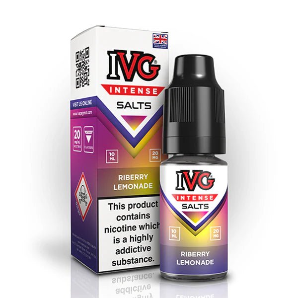 IVG Intense Nic Salts riberry lemonade 10ml nic salt bottle with packaging on white background - uk vape sale