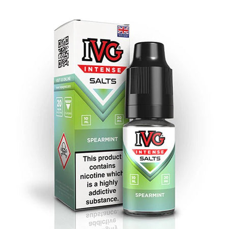 IVG Intense Nic Salts spearmint 10ml nic salt bottle with packaging on white background - uk vape sale