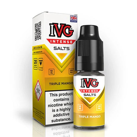 IVG Intense Nic Salts triple mango 10ml nic salt bottle with packaging on white background - uk vape sale
