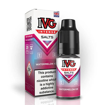 IVG Intense Nic Salts watermelon ice 10ml nic salt bottle with packaging on white background - uk vape sale