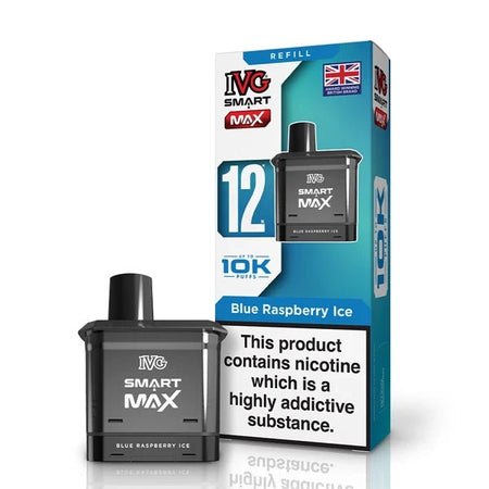 IVG Smart Max Refill Pods blue raspberry pod with packaging on a white background - uk vape sales