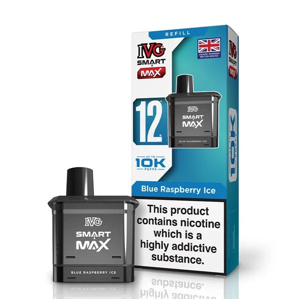 IVG Smart Max Refill Pods blue raspberry pod with packaging on a white background - uk vape sales