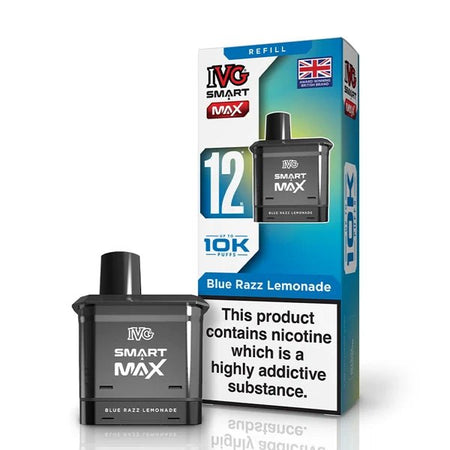 IVG Smart Max Refill Pods blue razz lemonade pod with packaging on a white background - uk vape sales