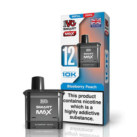 IVG Smart Max Refill Pods blueberry peach pod with packaging on a white background - uk vape sales