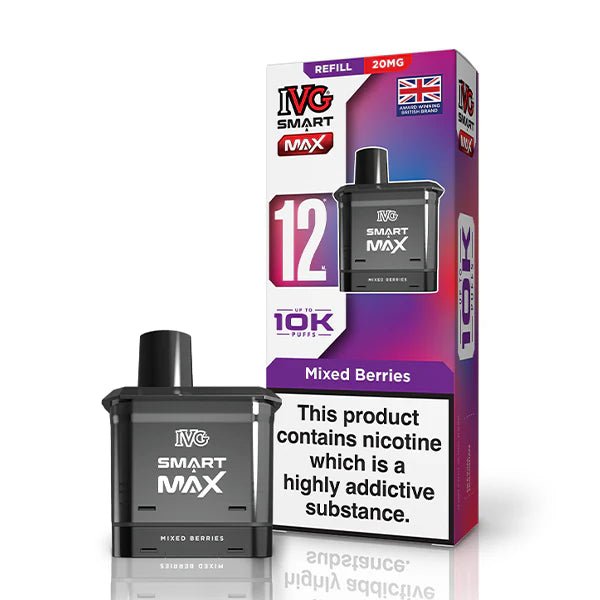 IVG Smart Max Refill Pods mixed berries pod with packaging on a white background - uk vape sales