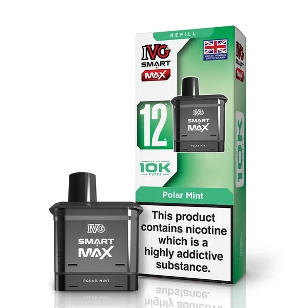 IVG Smart Max Refill Pods polar mint pod with packaging on a white background - uk vape sales