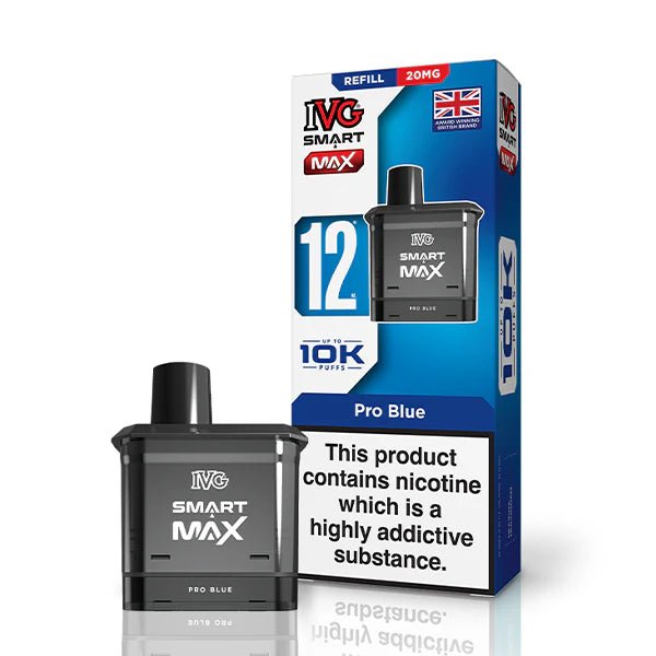 IVG Smart Max Refill Pods pro blue pod with packaging on a white background - uk vape sales