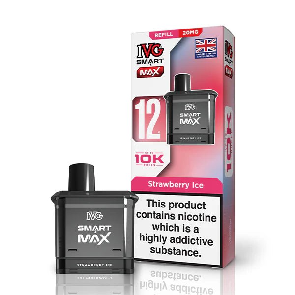 IVG Smart Max Refill Pods strawberry ice pod with packaging on a white background - uk vape sales