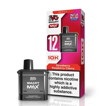 IVG Smart Max Refill Pods strawberry raspberry cherry pod with packaging on a white background - uk vape sales