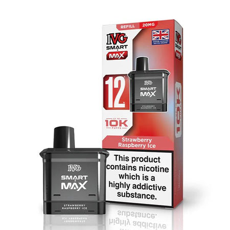 IVG Smart Max Refill Pods strawberry raspberry ice pod with packaging on a white background - uk vape sales