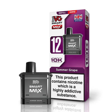 IVG Smart Max Refill Pods summer grape pod with packaging on a white background - uk vape sales