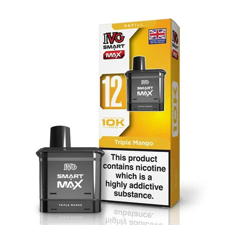 IVG Smart Max Refill Pods triple mango pod with packaging on a white background - uk vape sales