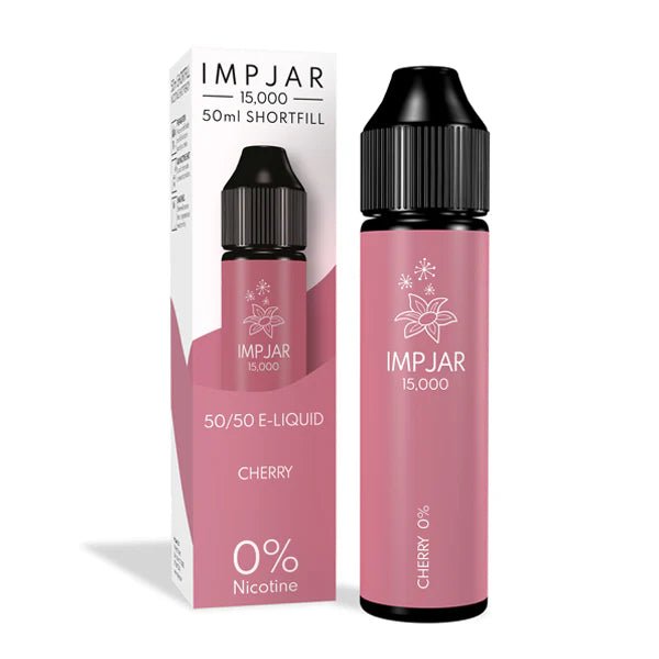 Imp Jar 50ml E-Liquid Fizz Cherry 50ml shortfill bottle with box on white background - UK vape sales