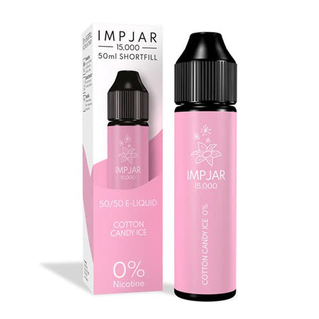 Imp Jar 50ml E-Liquid cotton candy ice 50ml shortfill bottle with box on white background - UK vape sales