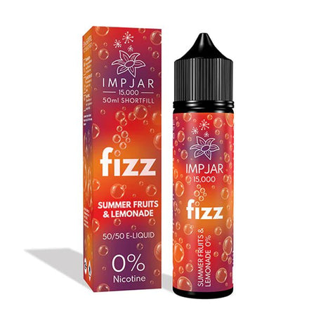 Imp Jar Fizz E-Liquid summer fruits & lemonade 50ml shortfill bottle with box on white background - UK vape sales