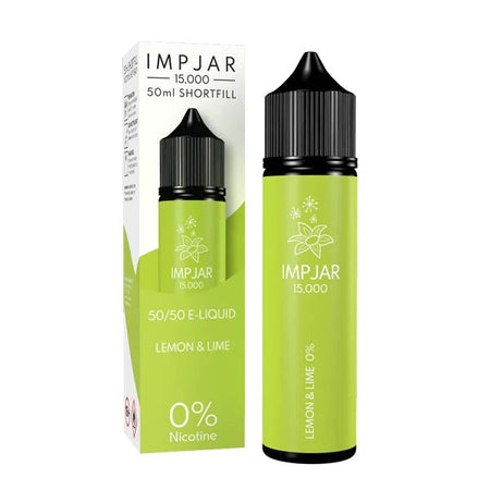 Imp Jar 50ml E-Liquid lemon & lime 50ml shortfill bottle with box on white background - UK vape sales
