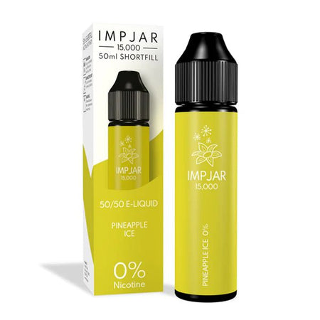 Imp Jar 50ml E-Liquid pineapple ice 50ml shortfill bottle with box on white background - UK vape sales