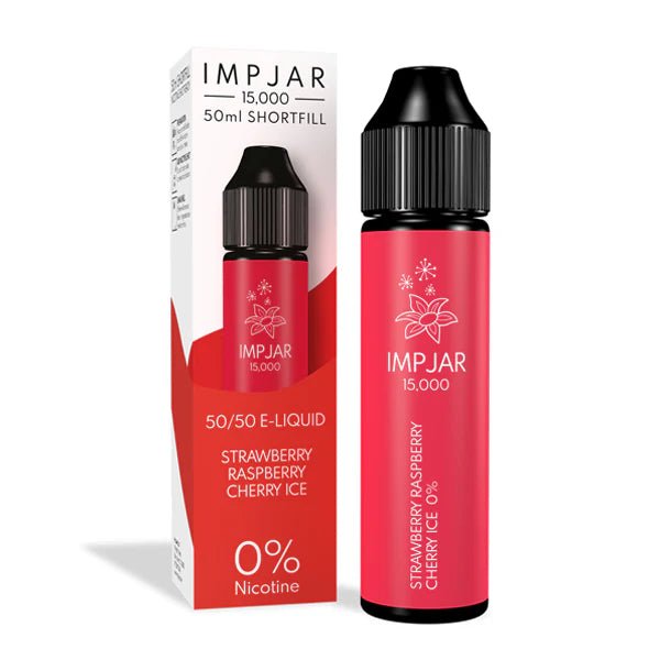Imp Jar 50ml E-Liquid strawberry raspberry cherry ice 50ml shortfill bottle with box on white background - UK vape sales