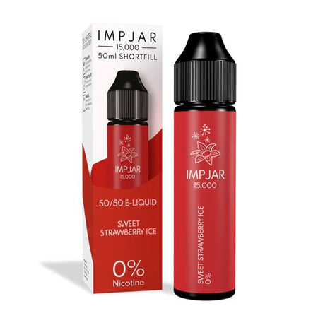Imp Jar 50ml E-Liquid sweet strawberry ice 50ml shortfill bottle with box on white background - UK vape sales