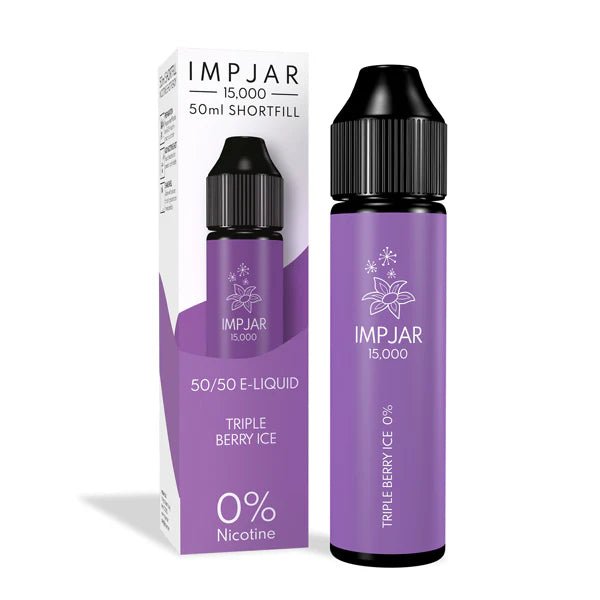 Imp Jar 50ml E-Liquid triple berry ice 50ml shortfill bottle with box on white background - UK vape sales