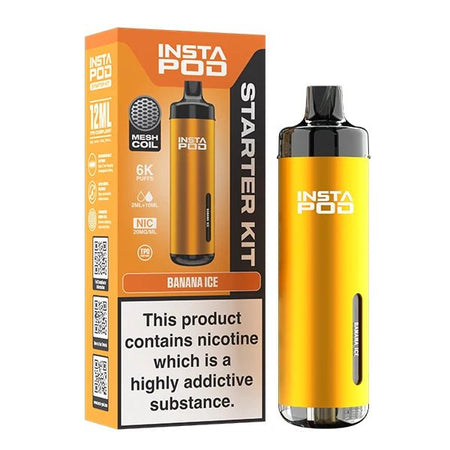 Insta Pod vape kit banana ice device with packaging on a white background - uk vape sales