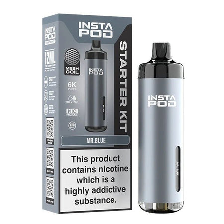 Insta Pod vape kit mr blue device with packaging on a white background - uk vape sales