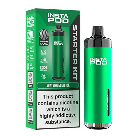 Insta Pod vape kit watermelon ice device with packaging on a white background - uk vape sales