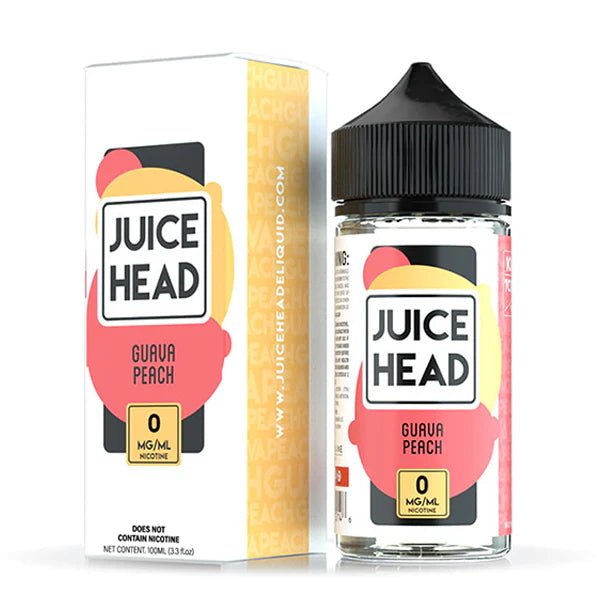 Juice Head E-Liquid guava peach 100ml shortfill bottle with packaging on a white background - UK vape sales