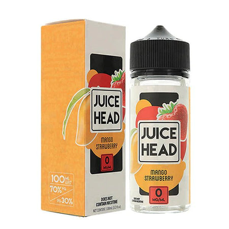 Juice Head E-Liquid mango strawberry 100ml shortfill bottle with packaging on a white background - UK vape sales