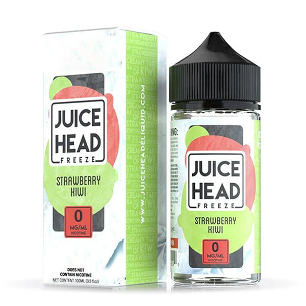 Juice Head Freeze E-Liquid strawberry kiwi 100ml shortfill bottle with packaging on a white background - UK vape sales