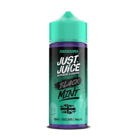 Just Juice Mint E-Liquid black mint 100ml shortfill bottle on a white background - UK vape sales