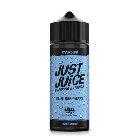 Just Juice Iconic E-Liquid blue raspberry 100ml shortfill bottle on a white background - UK vape sales