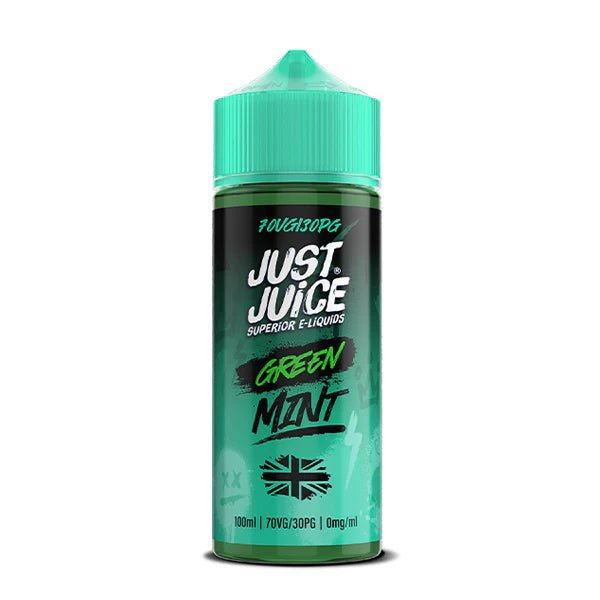 Just Juice Mint E-Liquid green mint 100ml shortfill bottle on a white background - UK vape sales