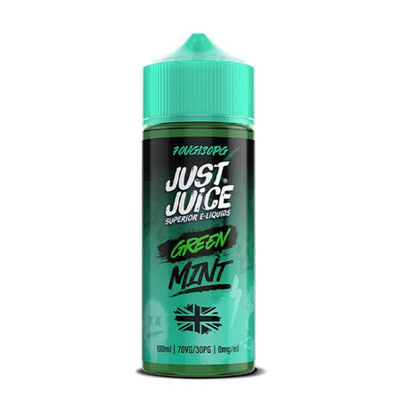 Just Juice Mint E-Liquid green mint 100ml shortfill bottle on a white background - UK vape sales