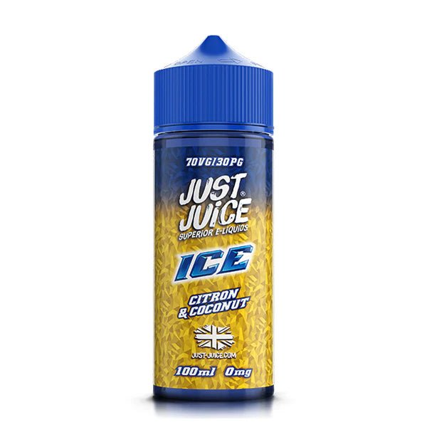 Just Juice Ice E-Liquid citron & coconut 100ml shortfill bottle on a white background - UK vape sales