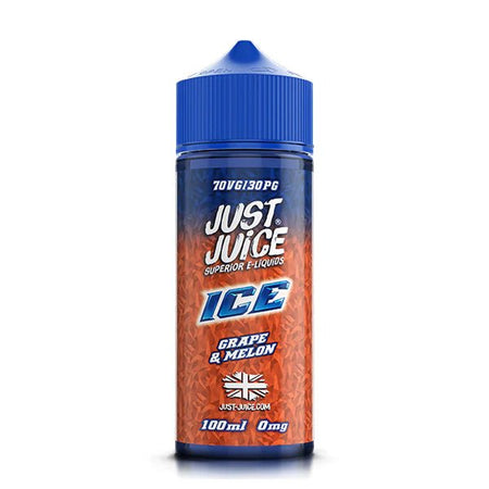 Just Juice Ice E-Liquid grape & melon 100ml shortfill bottle on a white background - UK vape sales