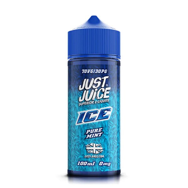 Just Juice Ice E-Liquid pure mint 100ml shortfill bottle on a white background - UK vape sales