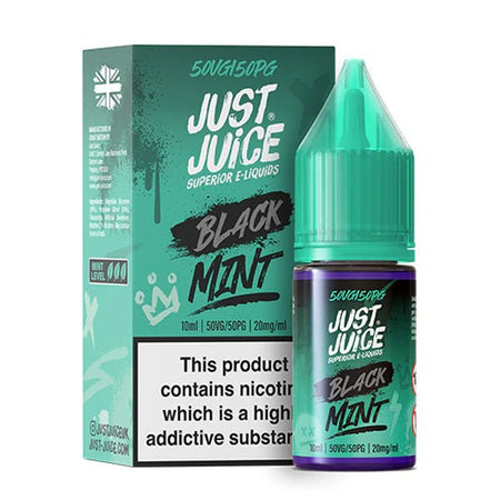 Just Juice Mint Nic Salts black mint 10ml nic salt bottle with packaging on white background - uk vape sales