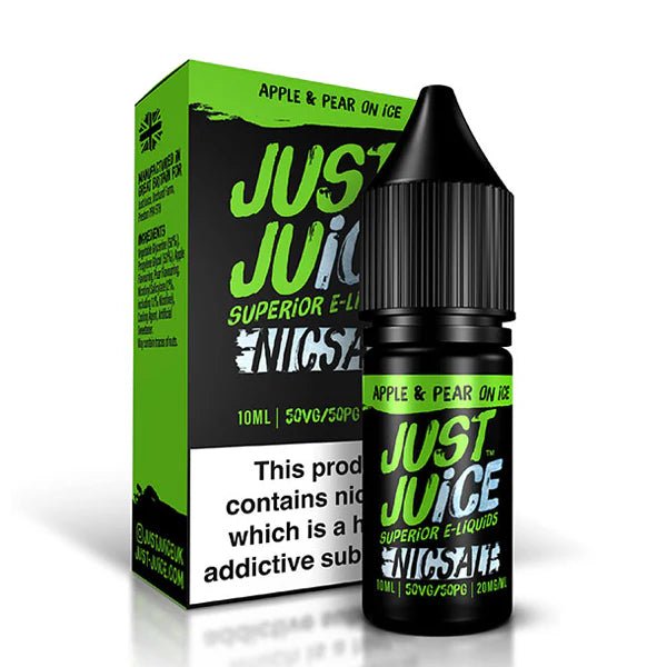 Just Juice Iconic Nic Salts apple & pear on ice 10ml Nic Salt Bottle With Packaging - UK Vape Sales