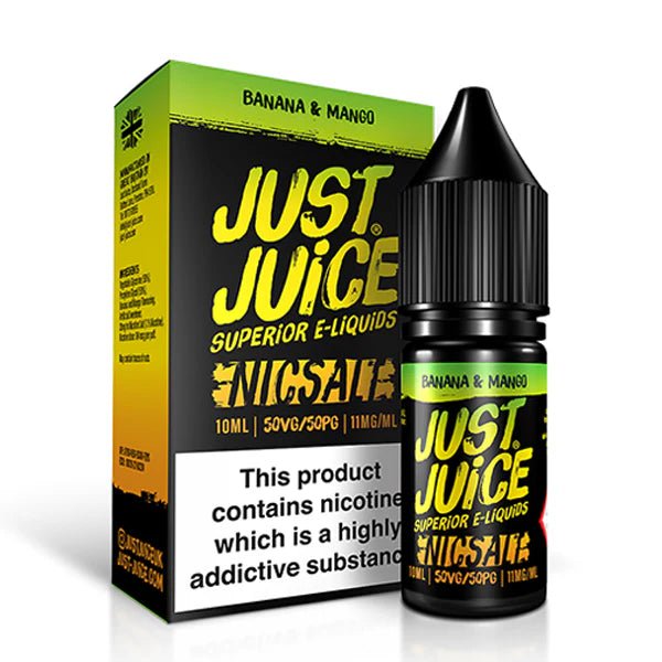 Just Juice Iconic Nic Salts banana & mango 10ml Nic Salt Bottle With Packaging - UK Vape Sales