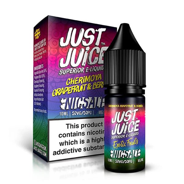 Just Juice Exotic Fruits Nic Salts cherimoya grapefruit & berries 10ml nic salt bottle with packaging - uk vape sales