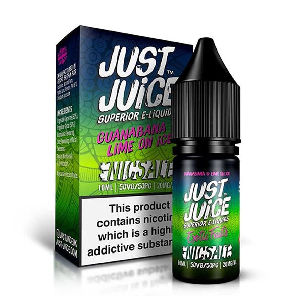 Just Juice Exotic Fruits Nic Salts guanabana lime on ice 10ml nic salt bottle with packaging - uk vape sales