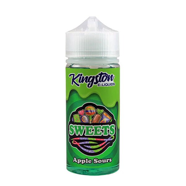 Kingston Sweets E-Liquid apple sours 100ml shortfill bottle on a white background - UK vape sales