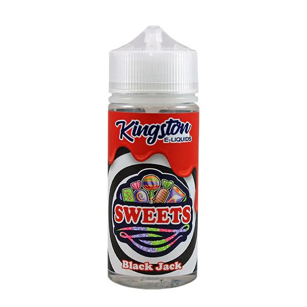 Kingston Sweets E-Liquid black jack 100ml shortfill bottle on a white background - UK vape sales