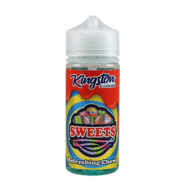 Kingston Sweets E-Liquid refreshing chews 100ml shortfill bottle on a white background - UK vape sales